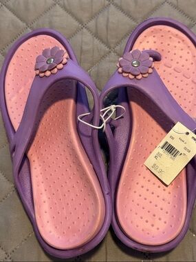 Purple and Pink Floral Foam Flip Flops